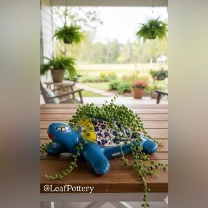 Unique Multi Colored Talavera Turtle Planter for Indoor Plants